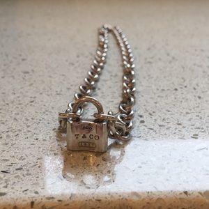 Tiffany & Co lock charm chain necklace.